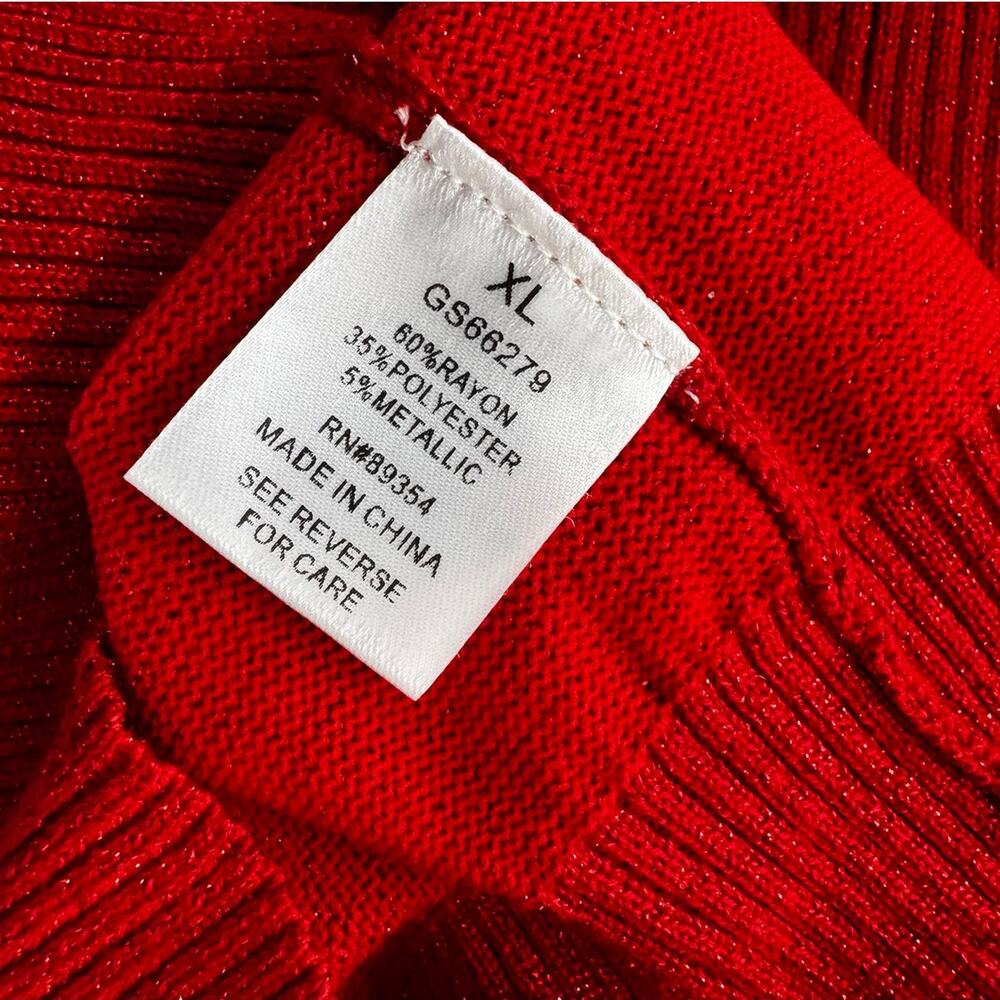 Adrienne Vittadini Womens XL Red Metallic Fleck Crewneck Sweater - Picture 3 of 8